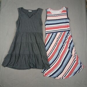 Lot of 2 Women's Dresses Size Small/Medium Sleeveless Midi Maurices Grey/Stripe